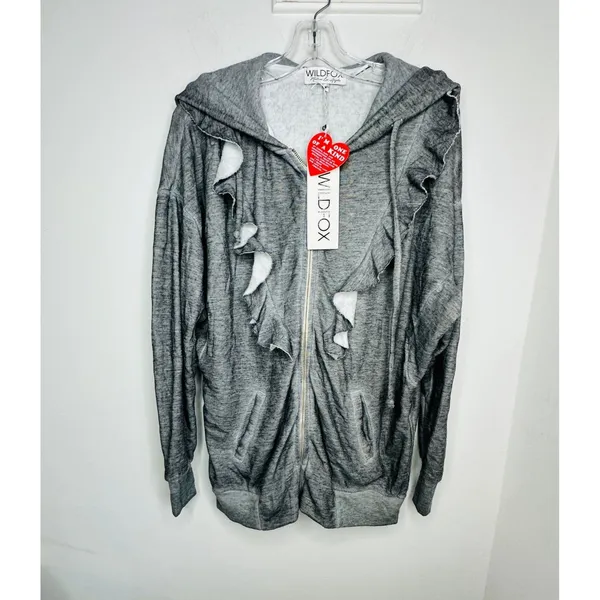 Wildfox Urban Outfitters Minka gray burnout full zip new oversized Sweatshirt - Image 7