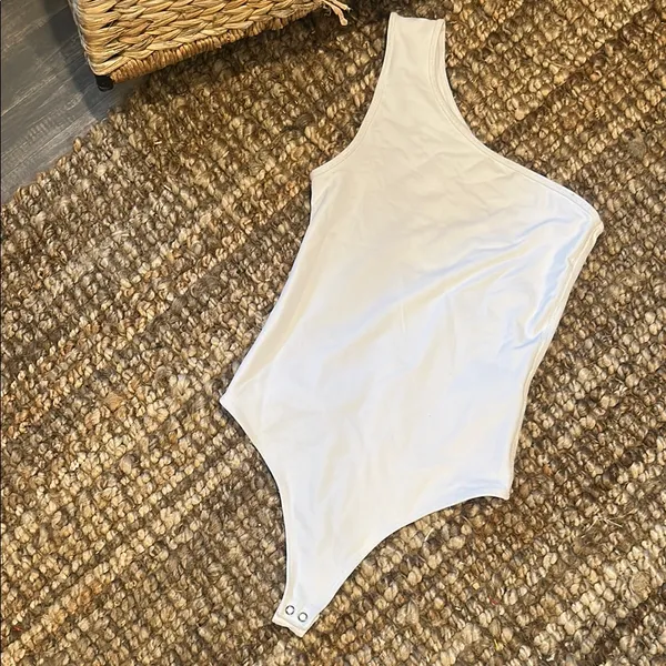 Abercrombie & Fitch Soft A&F Collection White Asymmetrical Bodysuit - Image 3