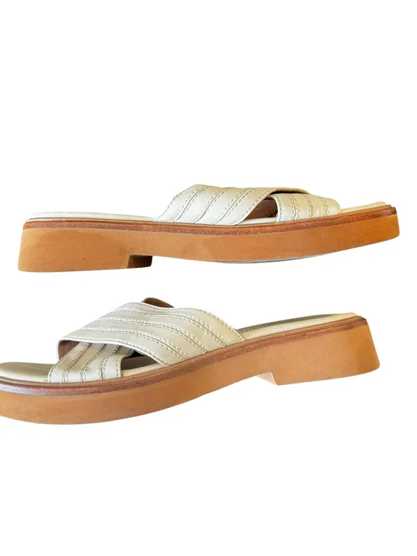 Madewell - Cream Leather Crisscross Slide Sandals Sz 6.5 - Image 6