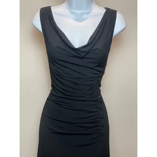 White House Black Market Womens Black Ruched Sheath Dress Size 8 - Image 2