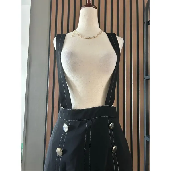 Zara Black Mini-Skirt with Suspenders size small - Image 2