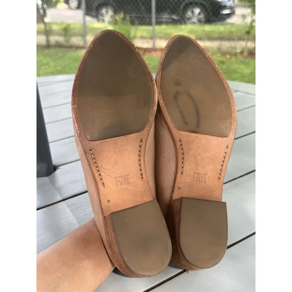 Frye Ray Leather Mules Womens Size 9.5 M Tan Natural Slip On Clogs Flat Shoes - Image 12