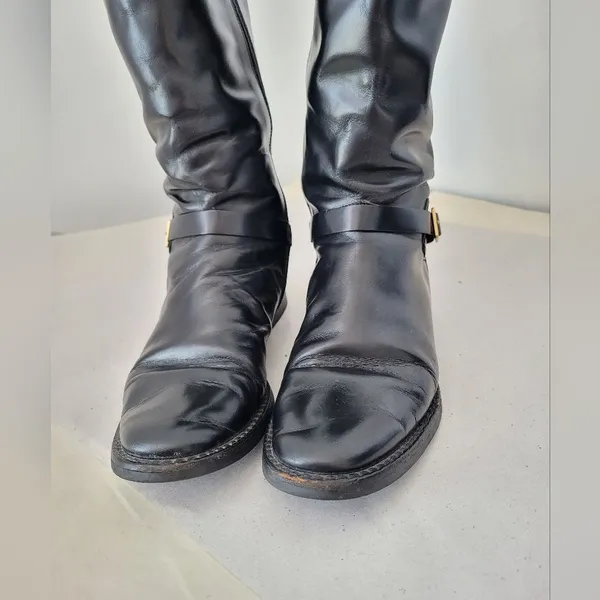 Cole Haan City Knee High Boots Vegan Leather Black Equestrian Low Heel Size 6 - Image 4