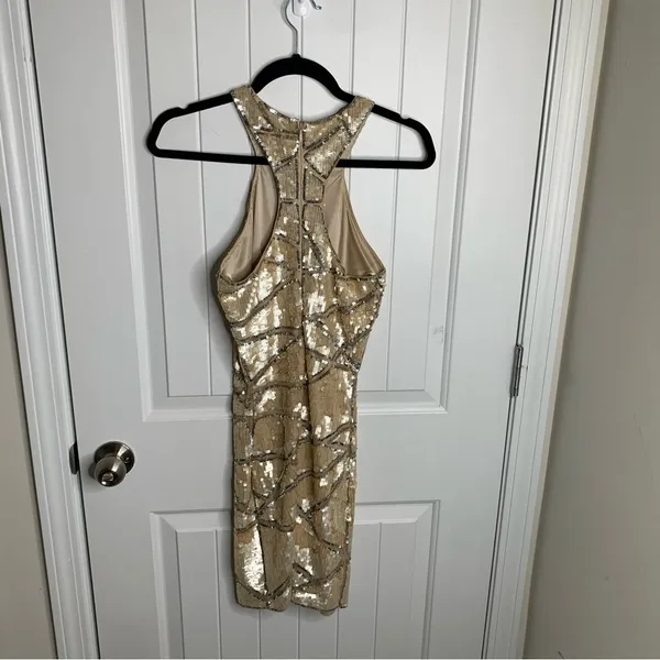 Parker Revolve gold‎ sequin bodycon mini dress party holiday new year XS wedding - Image 8