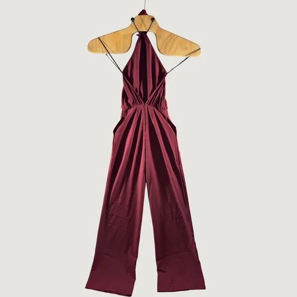 1554 | NWT Lulu's Moment for Life Halter Wide Leg Open Back Jumpsuit Women XXS‎ - Image 4