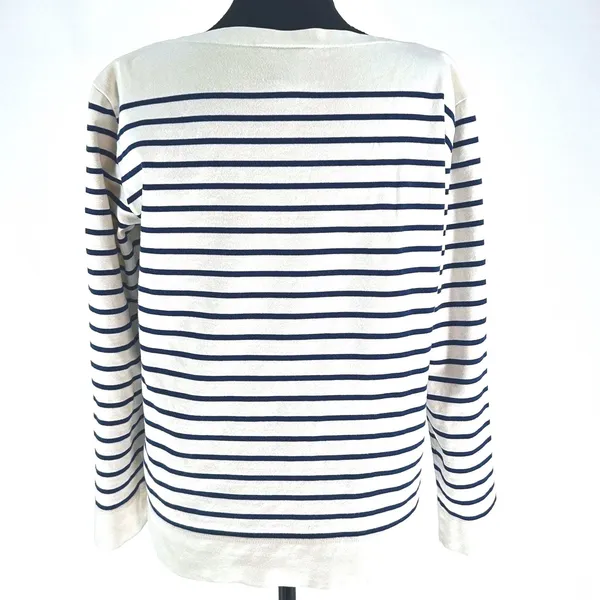 VTG Ralph Lauren Petite Womens PL‎ Striped Long Sleeve Preppy Y2K Top Navy White - Image 6