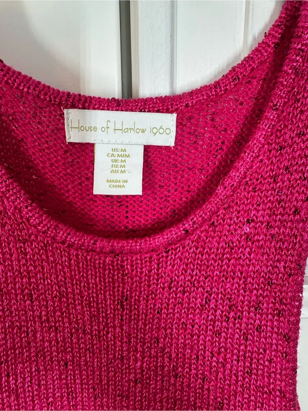 House of Harlow HOH1960 Magenta pink Sequins Knit Maxi Dress size medium summer - Image 2