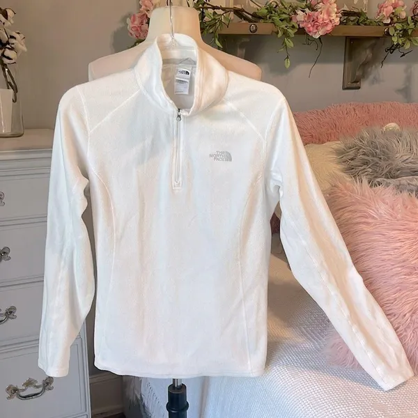 The North Face Lightweight Pullover White Long Sleeve Fleece Top Womens Medium - Image 10