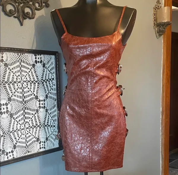 Nasty gal western buckle rust dress - Image 3