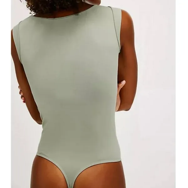 NWT Free People Clean Lines Boat Neck Bodysuit Color: Laurel Oak (ARMY) M/L - Image 5