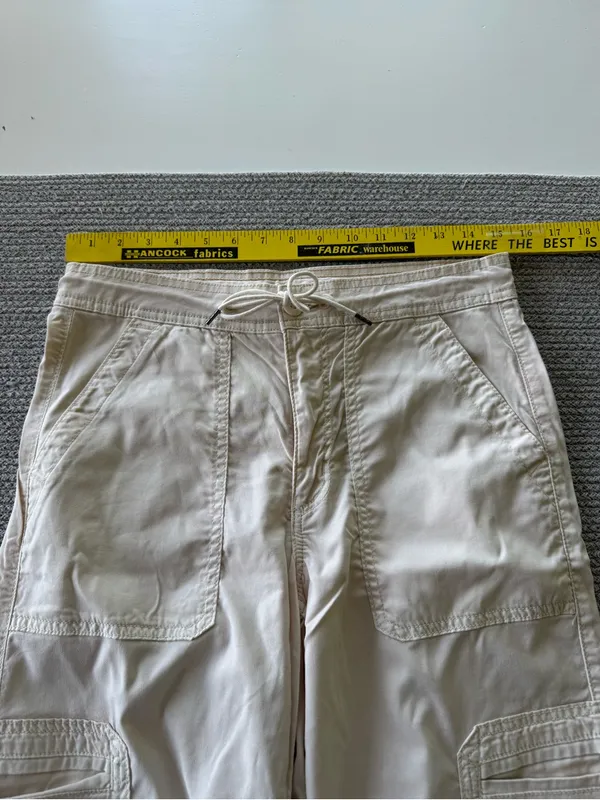 American Eagle Outfitters Ivory Beige Baggy Wide Leg Cargo Pants W Drawstring 4 - Image 11