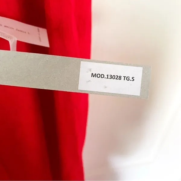 Art259Design Dress Backless‎ Halter Slit Crinkle Midi Red S NWT - Image 5