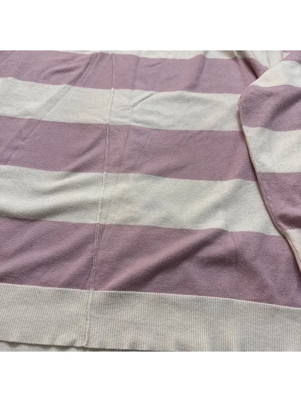 White Birch V Neck Striped Sweater White Lilac Purple 3X - Image 5