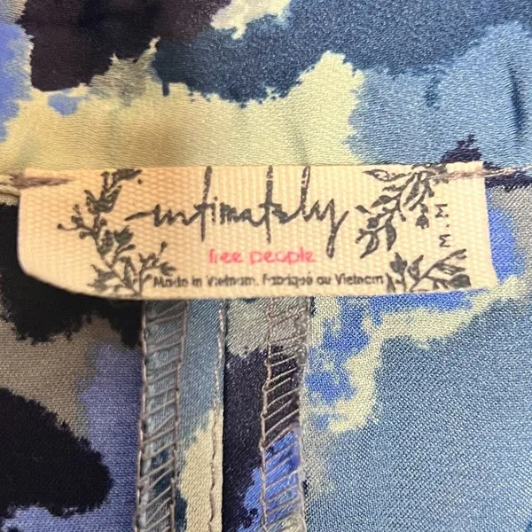 Free People Goddess Blue Floral Oversized Tunic Shirt Dress Boho Cover Up Medium - Image 6