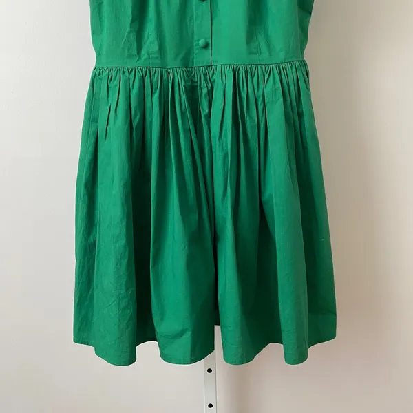 eShakti Cotton Quirky Academia Dainty Peter Pan Collar Fit Flare Dress 10 Green - Image 3