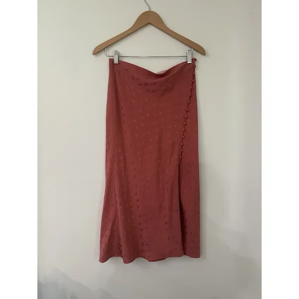 Veronica Beard Silk Franconia Skirt Womens 4 Rose Pink Side Button Feminine NWT - Image 2