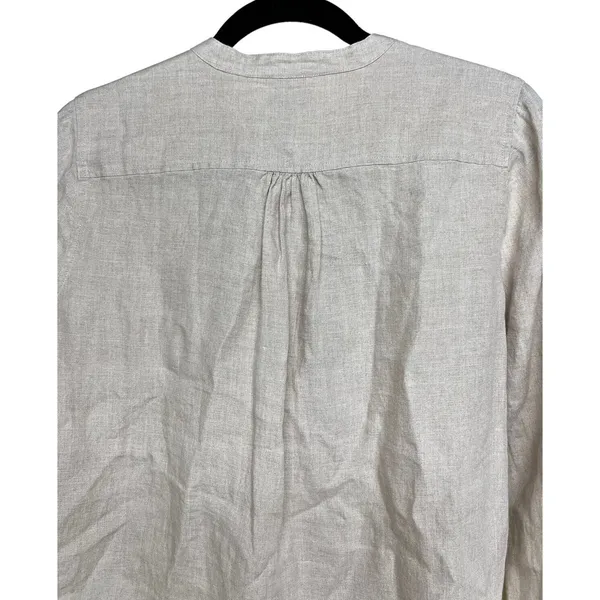 J.Crew Baird McNutt Linen Tunic Style Long‎ Sleeve Shirt Beige Women’s Size 4 - Image 4