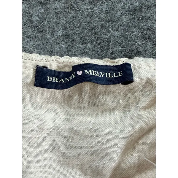 Brandy Melville Linen Cami Top Cream‎ Beige Empire Waist Tie Back Tank Small - Image 4