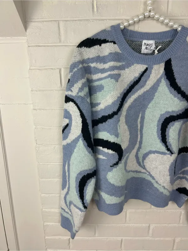 NWT Princess Polly Kailey Knit Jumper Blue Swirl Size XS/S - Image 3