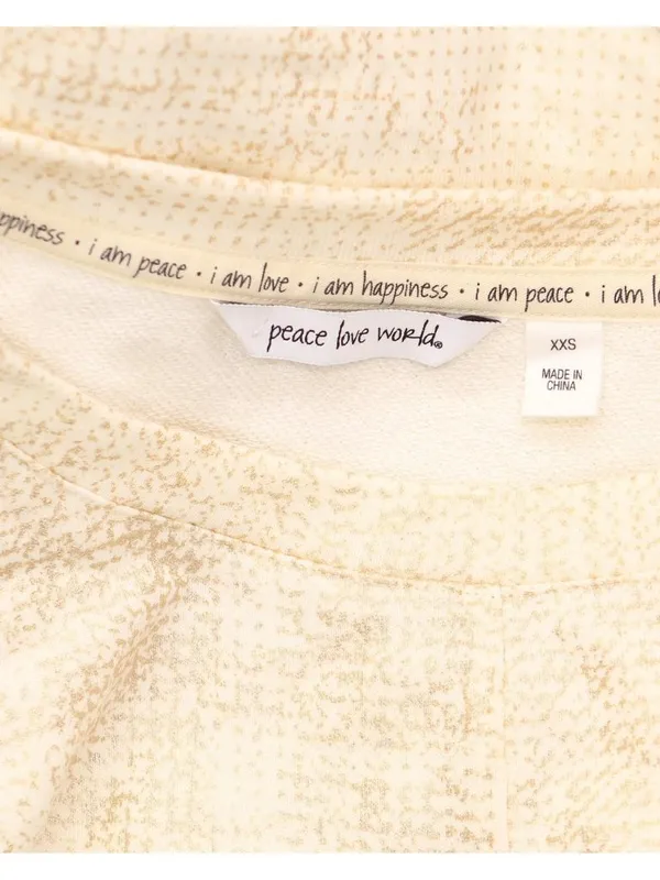 Peace Love World French Terry Long Sleeve Sweatshirt Pristine Brown Multi 2XS - Image 4