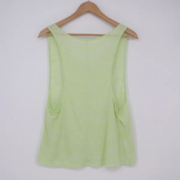 Alo Tank Top Womens M Space Dye Lime Green Deep Armhole Muscle Excellent - Image 3