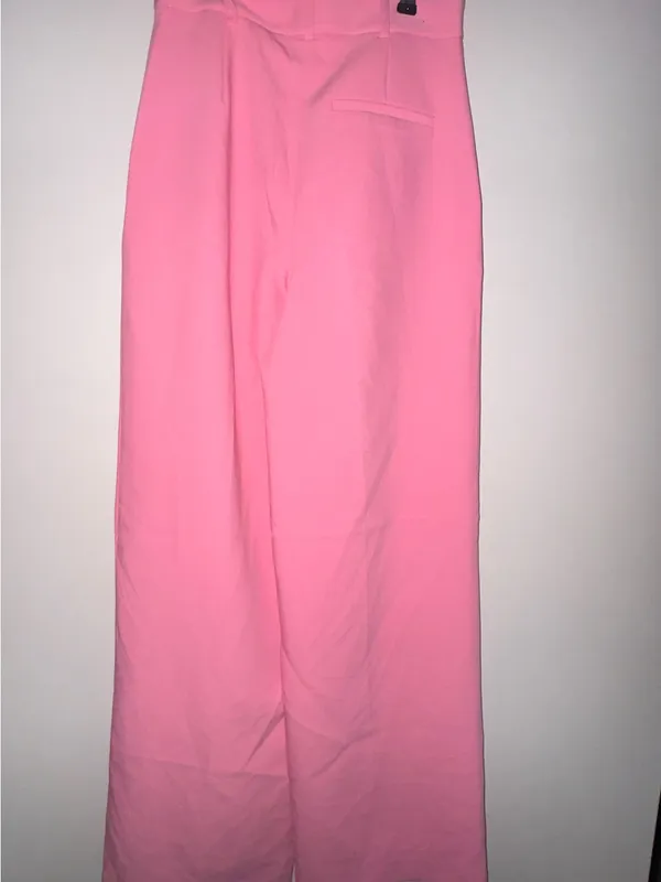 ZARA Bright Pink High Waisted Trousers Pants Size Small - Image 2