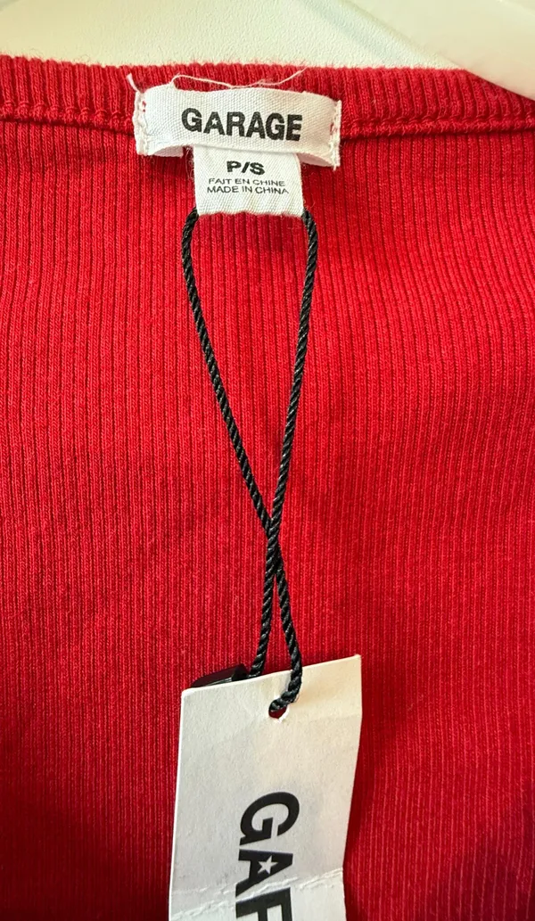 Garage Red V-Neck Long Sleeve Crop Top- NWT - Image 3