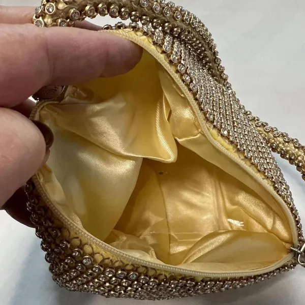 Vintage Vibe Triangle Rhinestone Evening Handbag Clutch Gold - Image 4