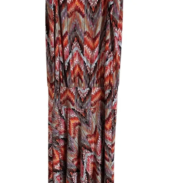 Veronica M Jene Stretch Drop Waist Maxi Dress Medium Boho Chevron Geometric - Image 12