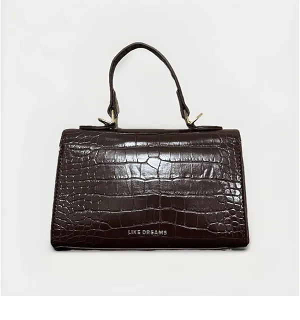 Like Dreams Faux Crocodile Satchel Handbag Burgundy - Image 4