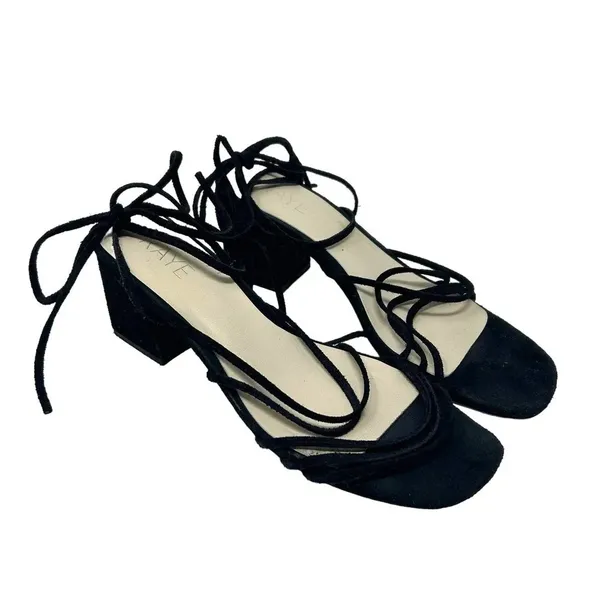 RAYE Sybil Lace-Up‎ Sandal in Black Suede Size 8.5 - Image 2