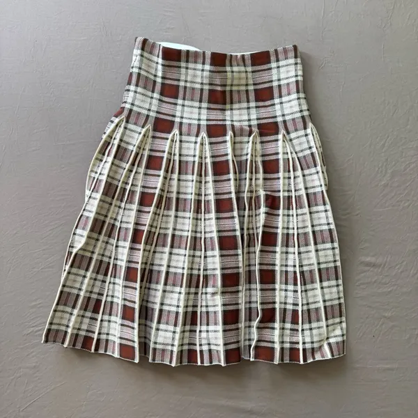 Apparalel Delta Plaid Knit Pleated Skirt - Image 3