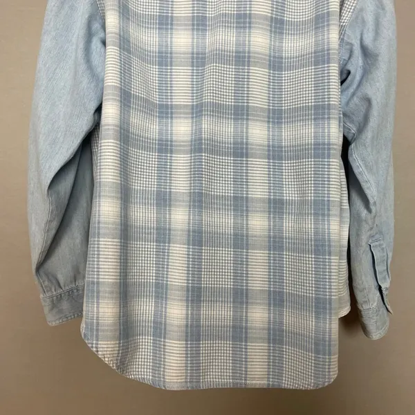 Vintage 90s Paris Sport Club Button Down Shirt FLAWS Women Large Plaid Grunge‎ - Image 6