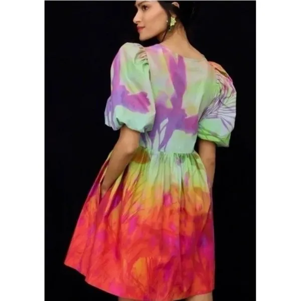 NWT!! Anthropologie Plenty by TRACY REESE Tie Dye Puff Sleeve Dress X-Small - Image 7