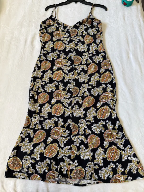Reformation Floral Paisley Midi Dress High Side Slit Boho Slip Dress Size 8 - Image 3