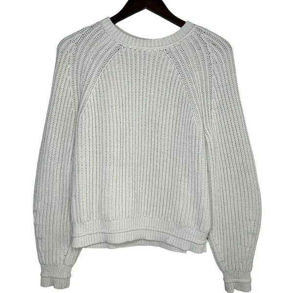 J.Crew Chunky Ribbed Crewneck Long Sleeve Pullover Sweater Stretch M Cream - Image 11
