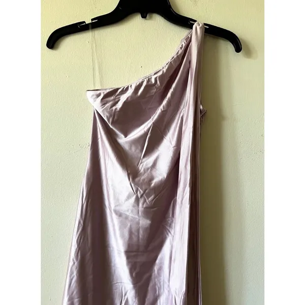 Oh Polly Sheril Asymmetric Scarf-Detail Maxi Dress in Soft Pink Size 4 New - Image 9