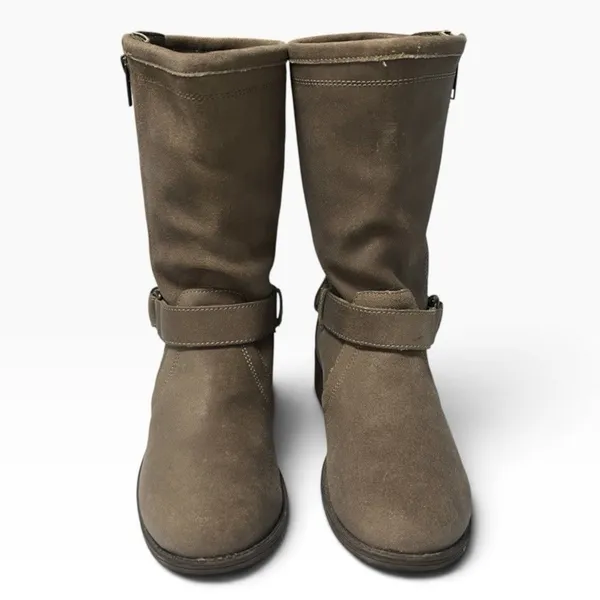 UGG Silva Suede Boots Moto Biker Zip Harness Tan Brown Taupe Women’s Size 6 - Image 2