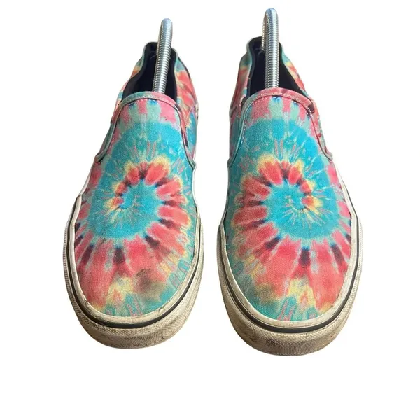 Vans Asher Slip-On Sneaker Women’s 9.5 Canvas Rainbow Tie Dye Multicolor‎ - Image 3