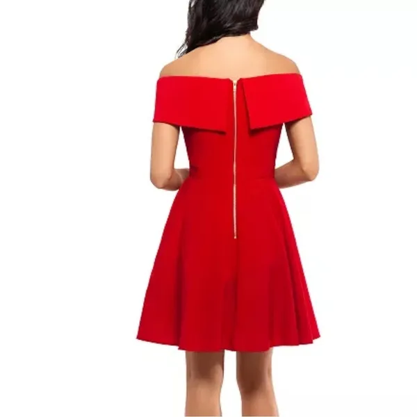 XSCAPE Red Off The Shoulder Fit & Flare Mini‎ Formal Dress Women’s Sz 10 - Image 2