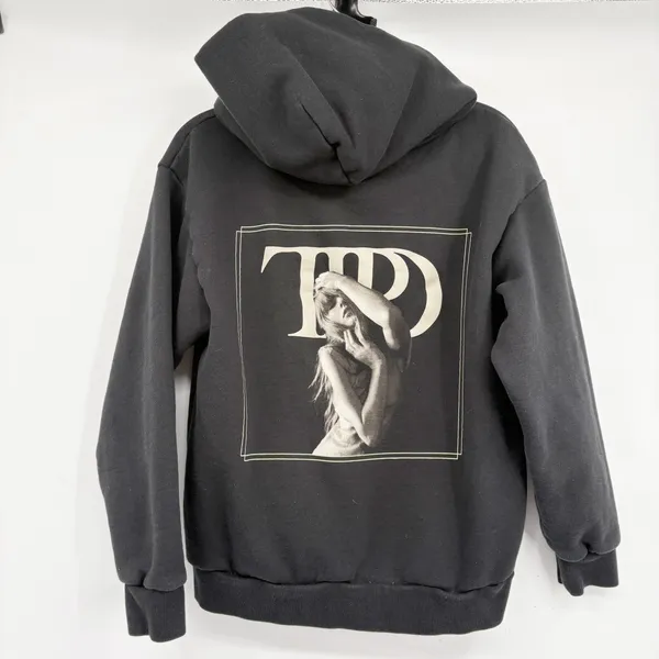 Taylor Swift Womens TTPD Tortured Poets Department Graphic Hoodie‎ Black Size M - Image 6