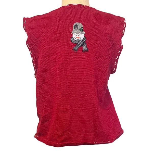 Bobbie Brooks Red Snowman Ugly Christmas Sweater Vest Women’s M Holiday Festive - Image 2