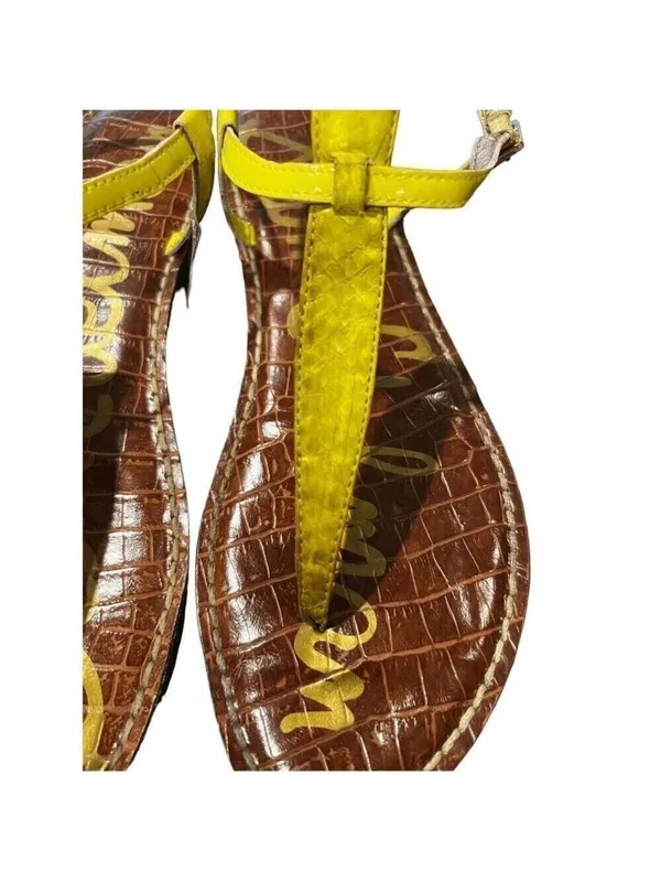 SAM EDELMAN Yellow Thong Sandals Womens 8.5 Flat Summer Trendy - Image 4