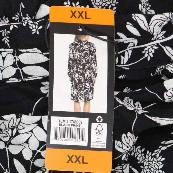 NWT Well Worn Women's Collared Midi Dress with Pockets 1749069 S Black Print - Image 10