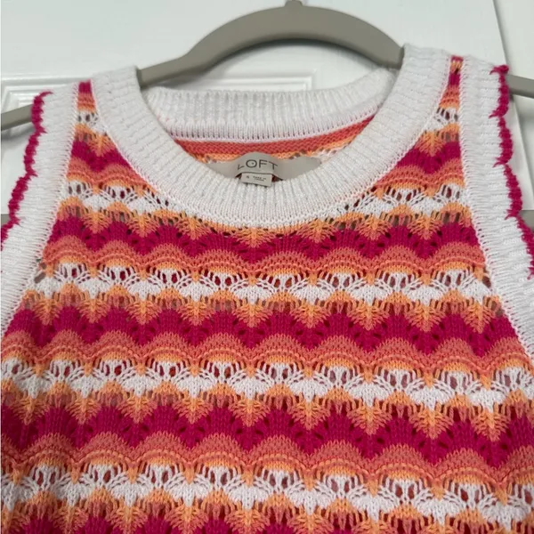 LOFT colorful knit scalloped tank sweater - Image 7