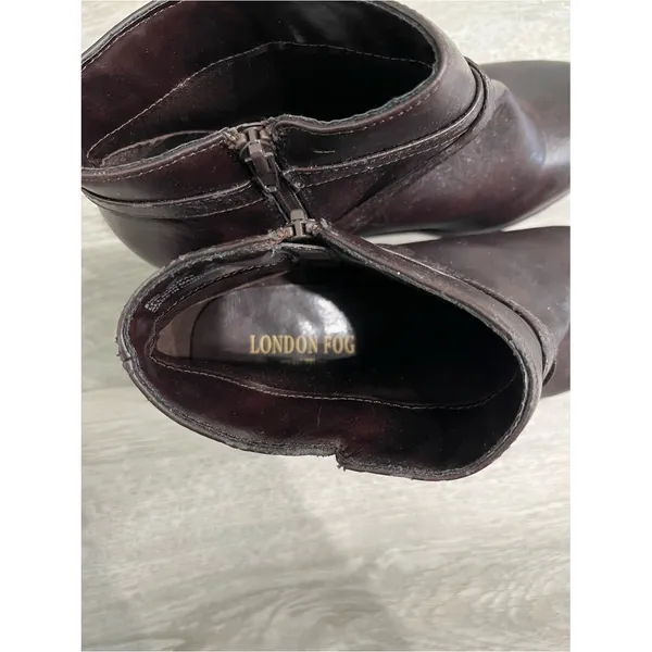 London Fog Faux Leather Women's Brown Ankle Boots with Side Zip - Image 11