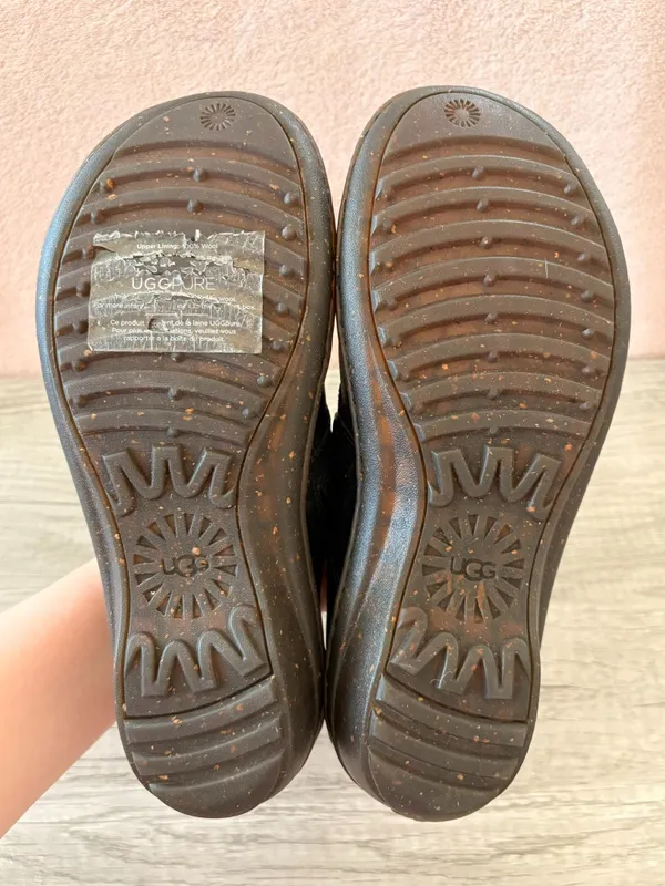UGG Anila Black Leather Braided Woven Shearling Slip On Clog SN 1005427 7 $120 - Image 7