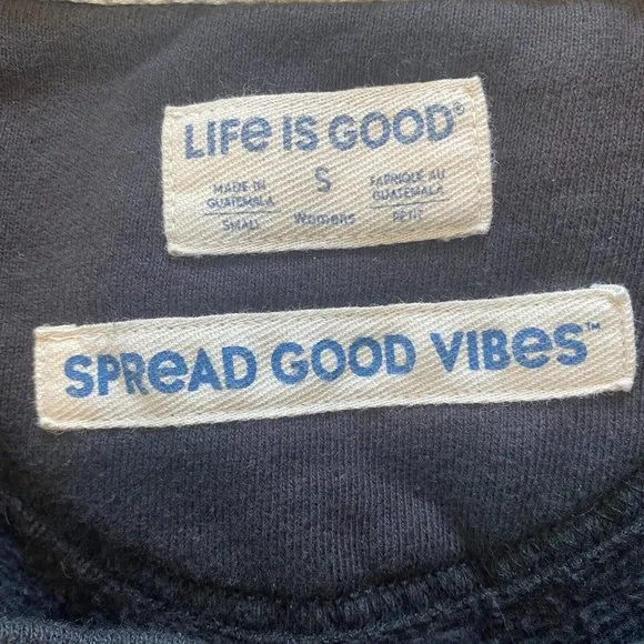 Life Is Good Sweatshirt Small Crewneck Black Stars Graphic Long‎ Sleeve Casual - Image 8