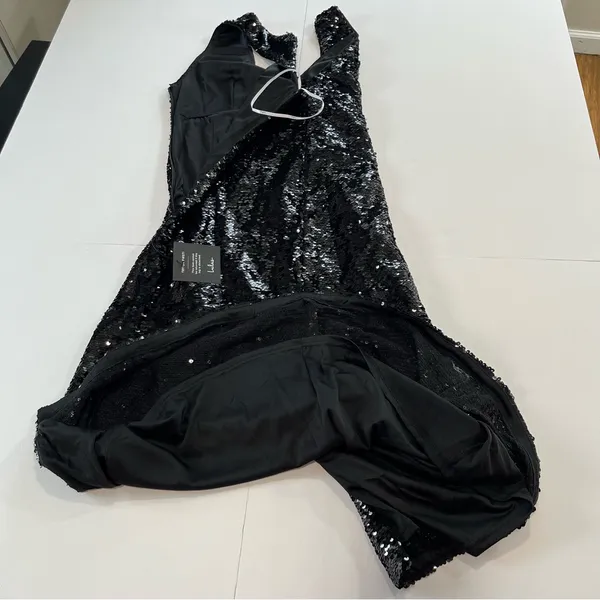 NWT Lulus Shimmering Nights Black Sequin Sleeveless Midi Dress LARGE‎ - Image 7