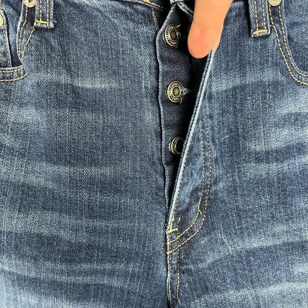 American Eagle Vintage Hi Rise Jeans Womens 12S Short Denim Blue Button Fly‎ - Image 3
